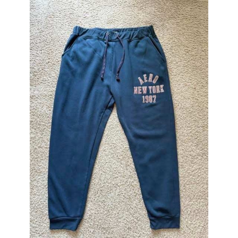 Aeropostale Mens Navy Blue Aero New York 1987 Graphic Jogger Sweatpants 4XL
